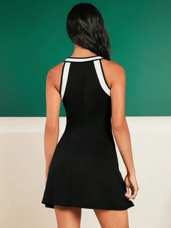 Bicolor Padel Dress - Black & White