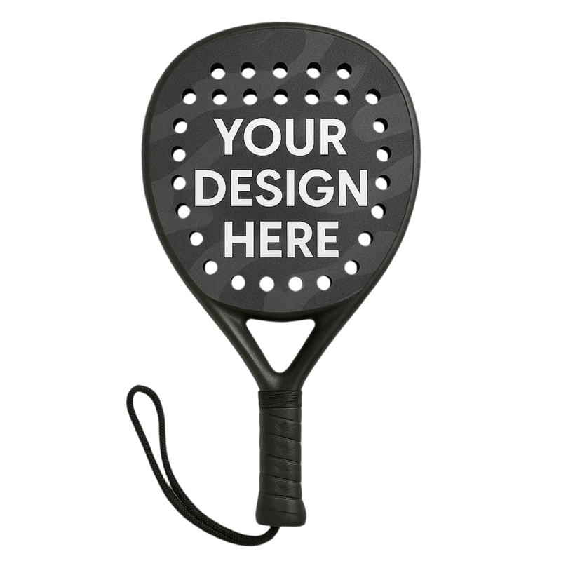 Custom Padel Racket with custom design logo, colors, text and material.