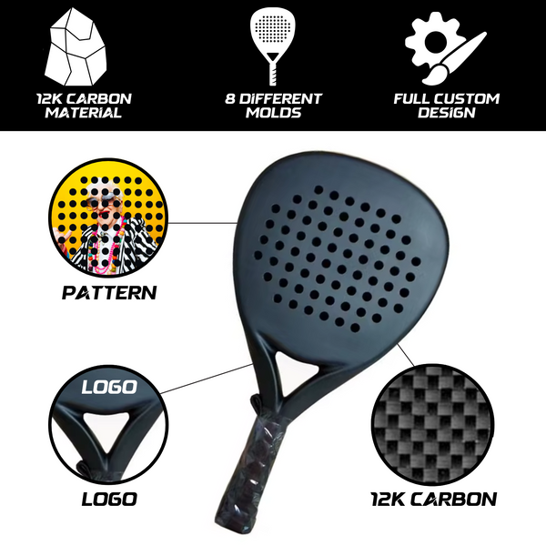 Custom Padel Racket - 12K Carbon
